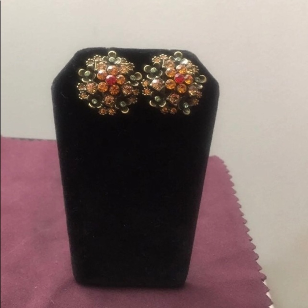 LaVintage Antique Gold Custom Swarovski Earrings